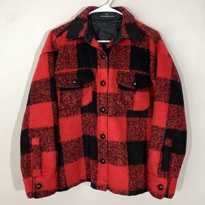 Pomander Place Tuckernuck Austen Boxy Shirt Jacket Small Red Buffalo Check Wool